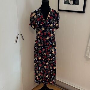 Suzy Shier Blue Floral Midi Dress
